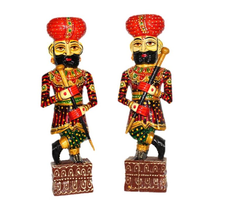 Handcrafted Wooden Chowkidar Set of 2 Piece (15 Inches)