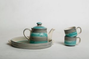 Green & Gray Tea Tray Set