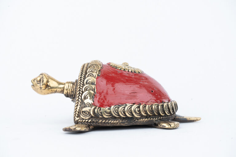 Handmade Dhokra Art Red Turtle Showpiece