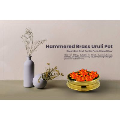 Hammered Brass Uruli Pot, Decorative Bowl