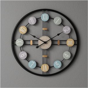 Handcrafted Color English and Roman numerical Metal Round Wall Clock