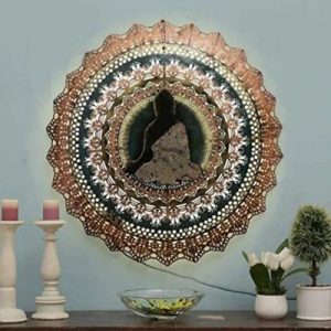 Handcrafted Metal Buddha in Ring Frame for Wall Decor