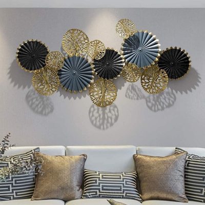 Handcrafted Metal Wall Decor Black with Golden Color