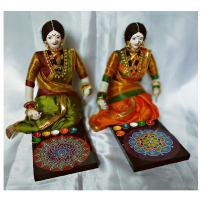 Handmade Maratha Women Rangoli Cotton Doll