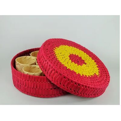 Handmade Palm Leaves Spice Box (Assorted Colors)