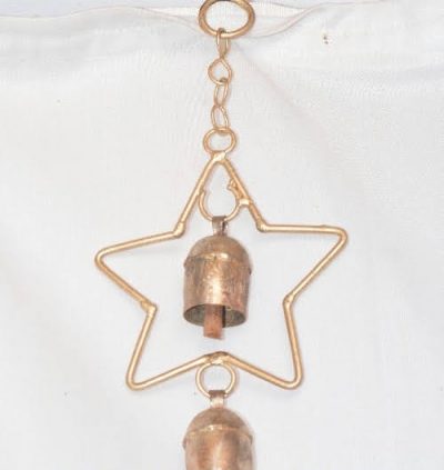 Copper Wall Hanging Star Shape with 2 Bell