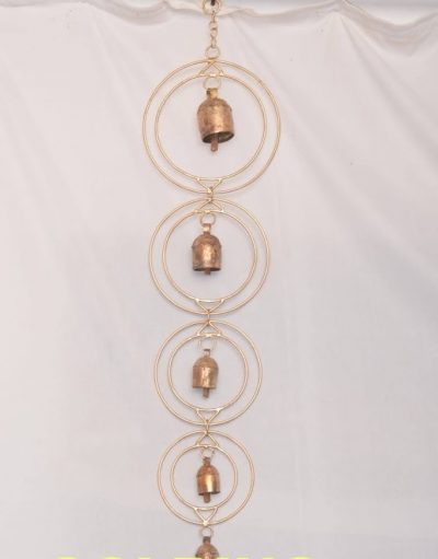 Copper Wall Hanging Round Shape 5 Bells