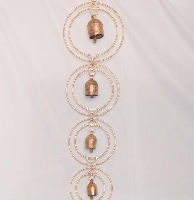 Copper Wall Hanging Round Shape 5 Bells