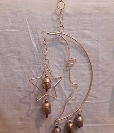 Copper Wind Chime Moon with Star Shape
