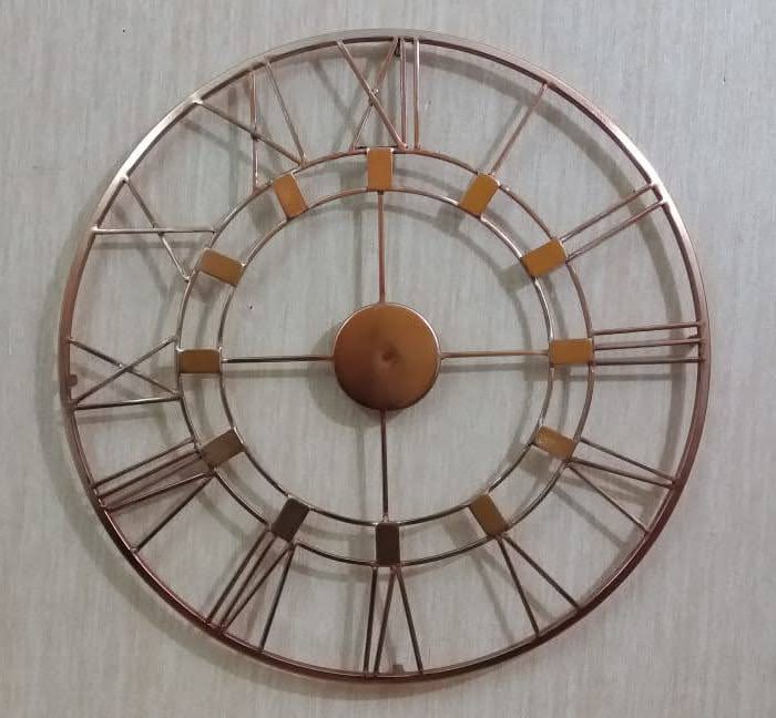 Metal Wall Clock with 24 Inches Brown Frame