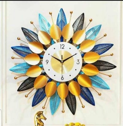 Metal Wall Clock With 24 Inches Multi Color Antique