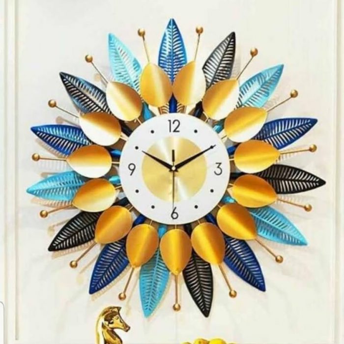 Metal Wall Clock With 24 Inches Multi Color Antique
