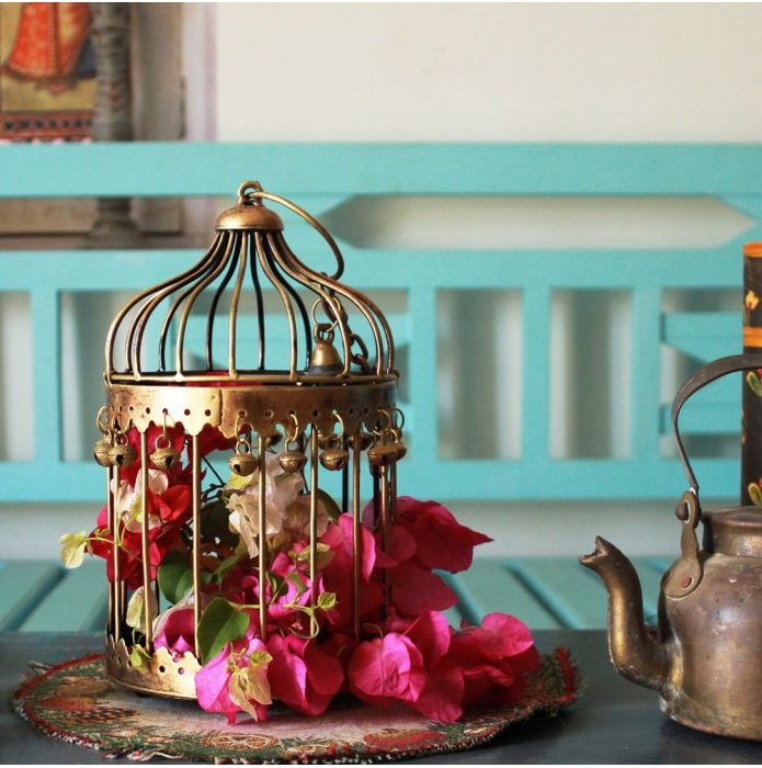 Handcrafted Panjarika-Golden Cage For Flower Diya Decor