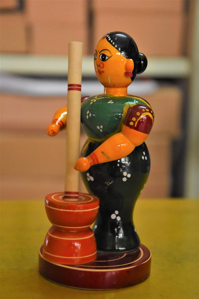 Kondapalli Wooden Lady With A Rice Pounder