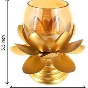 Lotus Shape Tea Light Candle Stand with Glass Holder