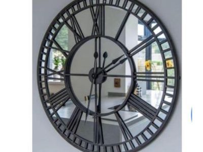 Metal Round Clock with Mirror
