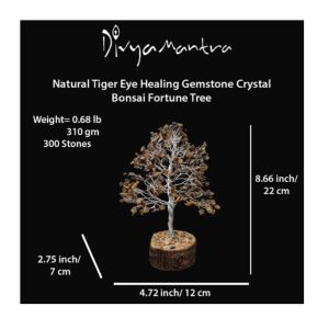 Tiger Eye – Silver Healing Gemstone Crystal Bonsai Fortune Tree