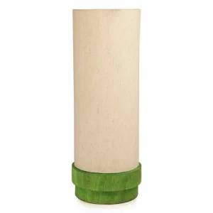 14 Inch Round Wooden Table Lamp Turqouise Green