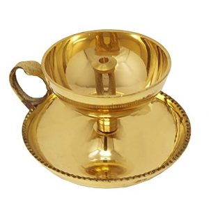 Brass Sampath Diya with Handle for House Warming (Pack of 2, Diameter 7 Cm)