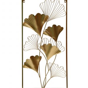 Golden Metal Miyra Ginko Leaf Panel Wall Decor