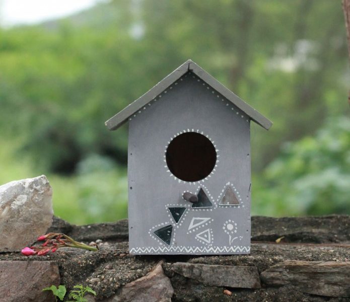 Handcrafted Pakshi Gruh- Wooden Bird House-Trikona Darpan