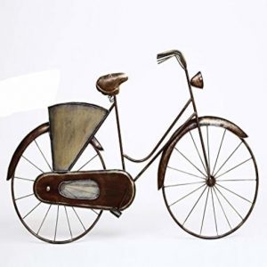 Brown Iron Vintage Cycle with Basket Wall Art