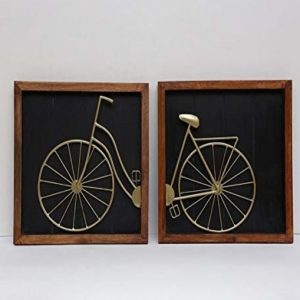 Gold Wrought Iron Double Frame Lady Cycle Wall Art