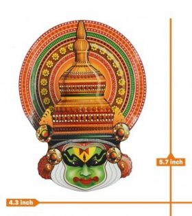 6 inch Printed Kathakali Mask with Fiberboard Pallet (Sticker with Wood)