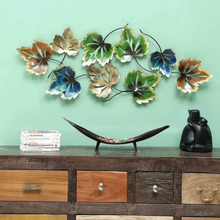 Wrought Iron Maple Leaves Decorative Showpiece Wall Decor