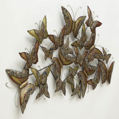 Multicolour Yata Cluster Butterflies Metal Wall Art