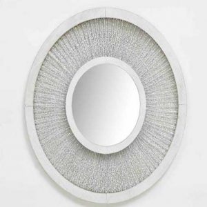 White Iron Zuri Round Wall Mirror