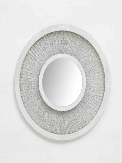 White Iron Zuri Round Wall Mirror