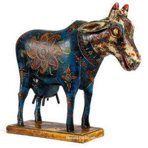 Wooden Cow Statue Handmade Enamel Work Decorative Showpiece Exporter Of India