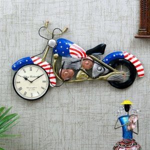 Blue Bike Metal Analog Wall Clock