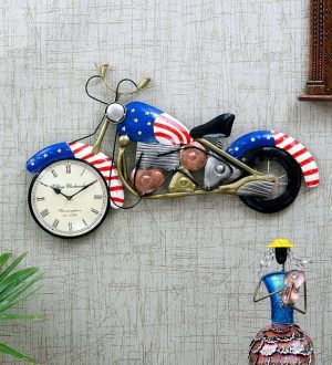 Blue Bike Metal Analog Wall Clock