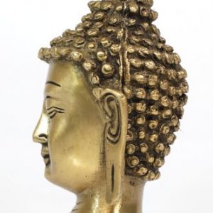 Brass Buddha Head Gold Finish Antique Plain Work God Idol Figurine