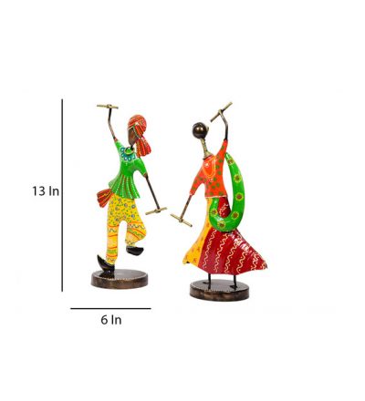 Dancing (Set of 2) Iron Human Figurine Showpiece for Home Decor and Gifting