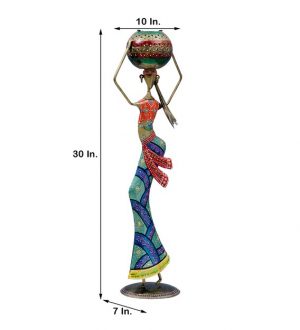 Decorative Lady (Set of 1) Iron Human Figurine With Inbuilt Tealight Holder Showpiece