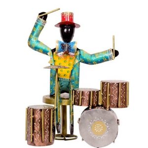 Drummer (Set of 1) Iron Human Figurine for Home Decor and Gifting