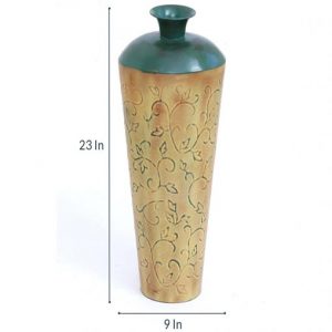 Brown V-Cora Flower Small Metal Vase