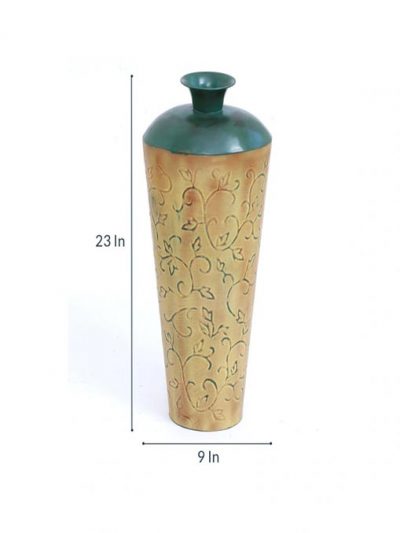 Brown V-Cora Flower Small Metal Vase