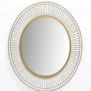 Gold Iron Leo Round Wall Mirror