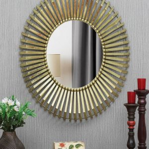 Gold Iron Levi Round Wall Mirror
