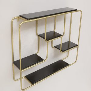 Gold Wrought Iron and MDF Kingsway Wall Shelf