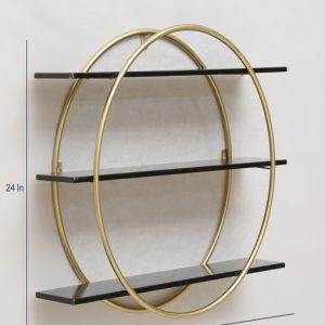 Gold Wrought Iron and MDF Shefford Wall Shelf for  Home Decor and Gifting