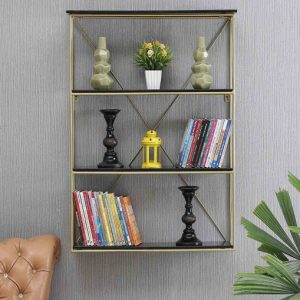 Gold Wrought Iron and MDF Timmer Wall Shelf