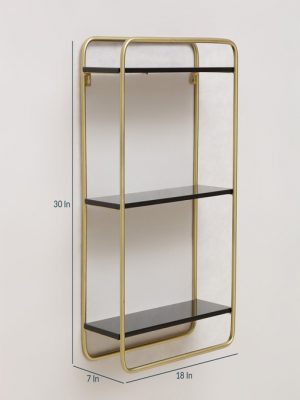 Gold Wrought Iron and MDF Woodland Wall Shelf