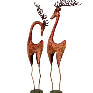 Hand Painted Deer (Set of 2) Iron Animal Figurine Showpiece for Home Decor and Gifting