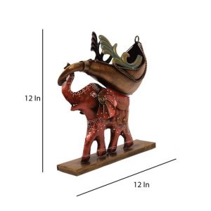 Hand Painted Elephant (Set of 1) Iron Animal Figurines for Home Decor and Gifting