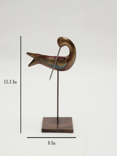 Multicolour Iron Humming Bird 2 Bird Figurine for Home Decor and Gifting